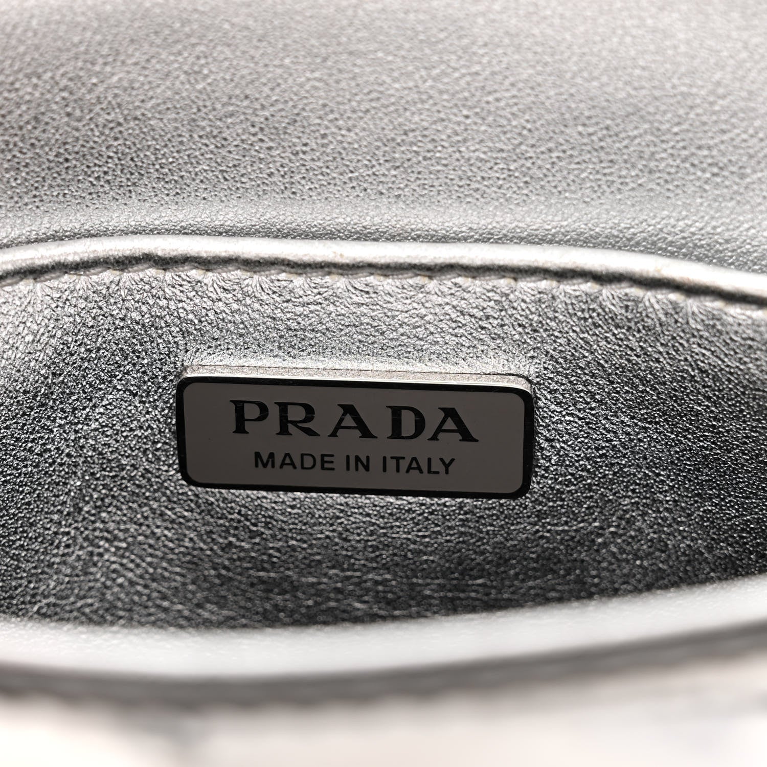 Prada Spazzolato Triangle Small Double Handle Crossbody Tote Argento 6 of 11