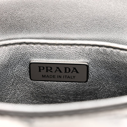 Prada Spazzolato Triangle Small Double Handle Crossbody Tote Argento 6 of 11
