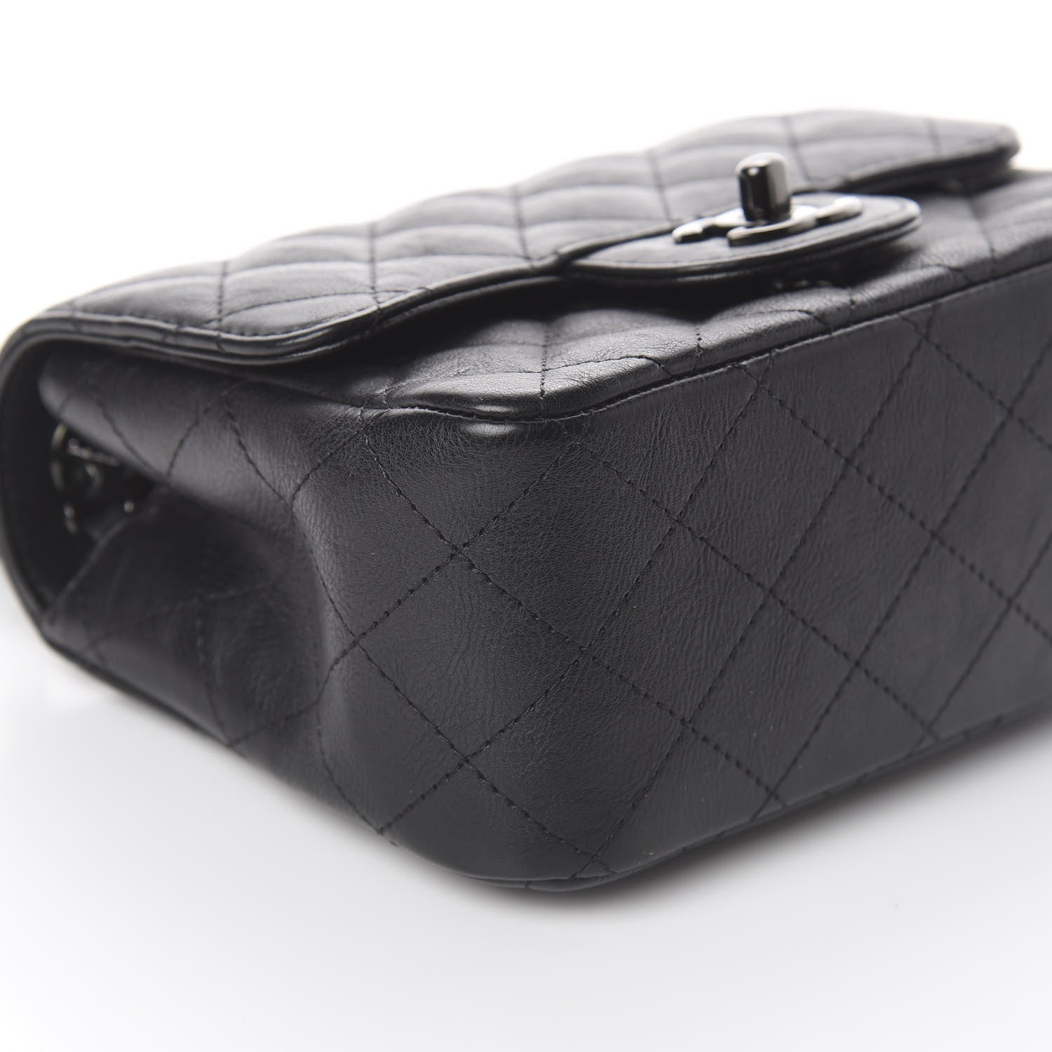 Chanel Crumpled Calfskin Quilted Mini Square Flap So Black 5 of 8