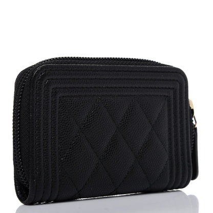 Chanel Caviar Quilted Boy Zip Around Coin Purse Wallet Black 3 of 11