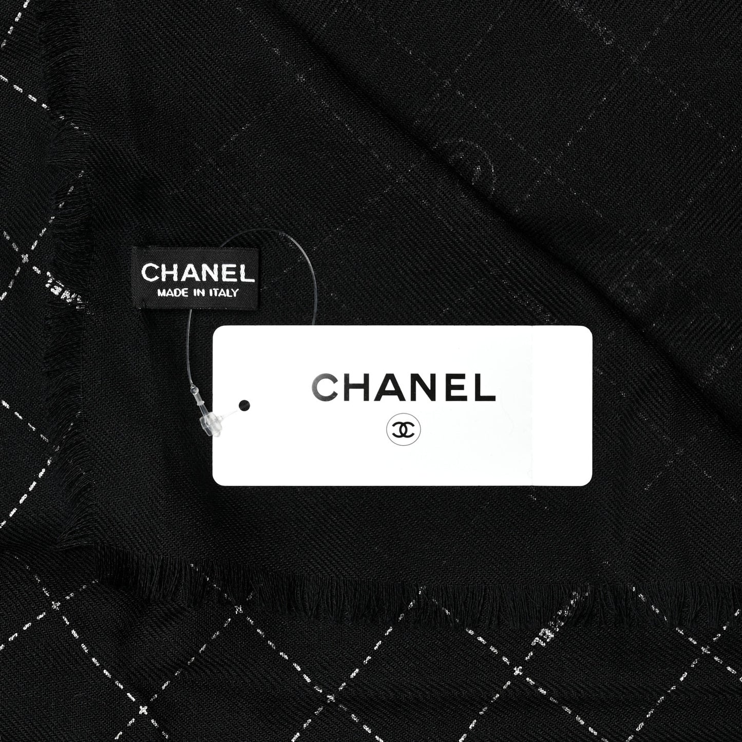 Cashmere Silk Wool CC Logo Stole Black
