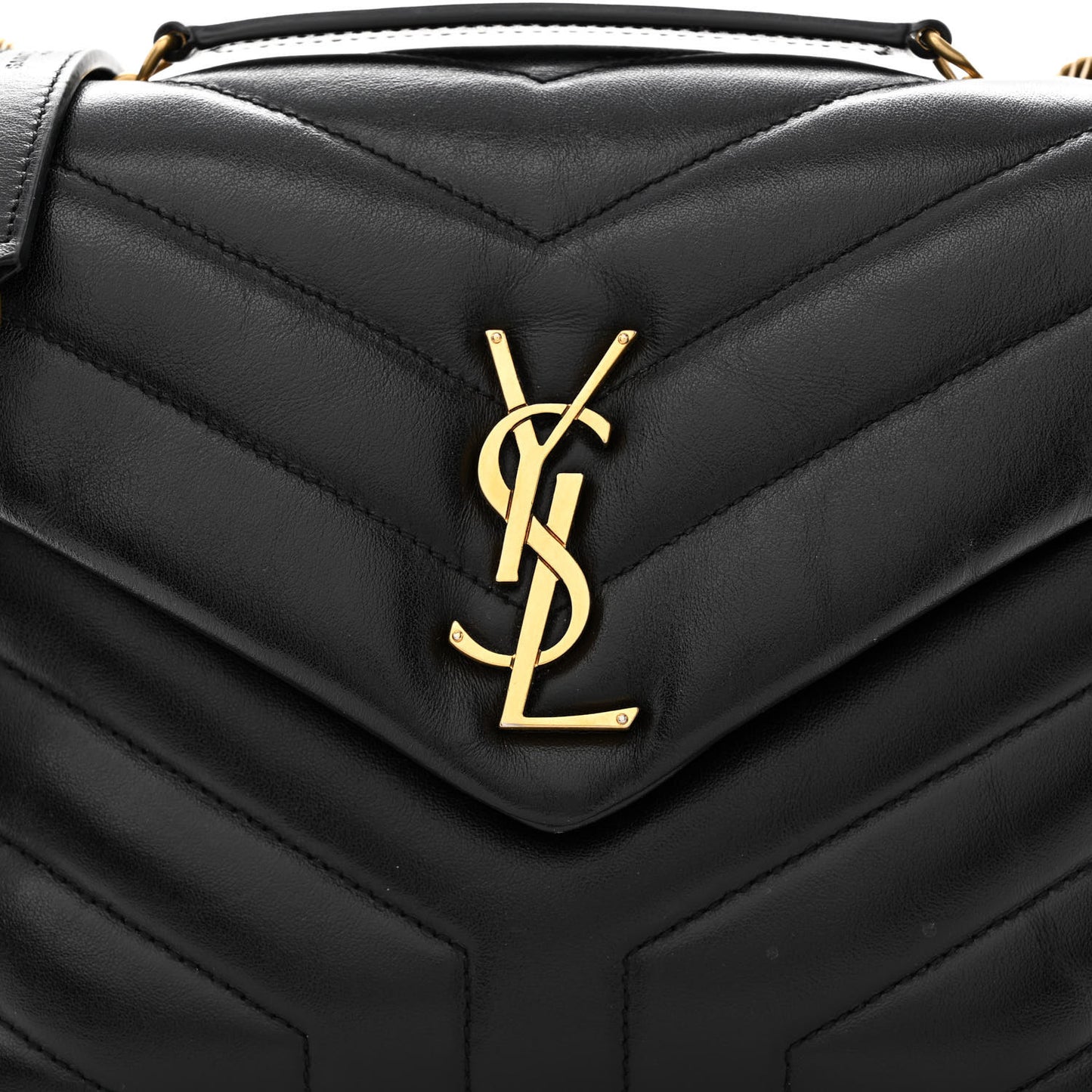 Calfskin Y Quilted Monogram Small Loulou Chain Satchel Black