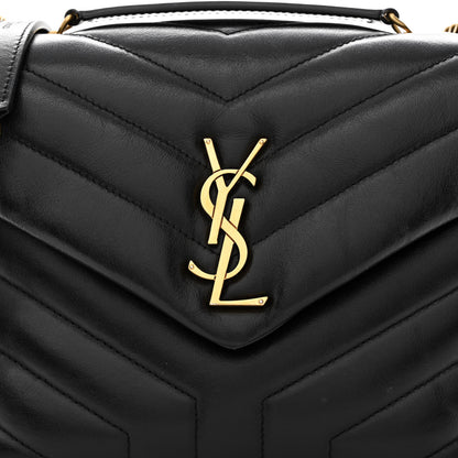 Saint Laurent Calfskin Y Quilted Monogram Small Loulou Chain Satchel Black 8 of 10