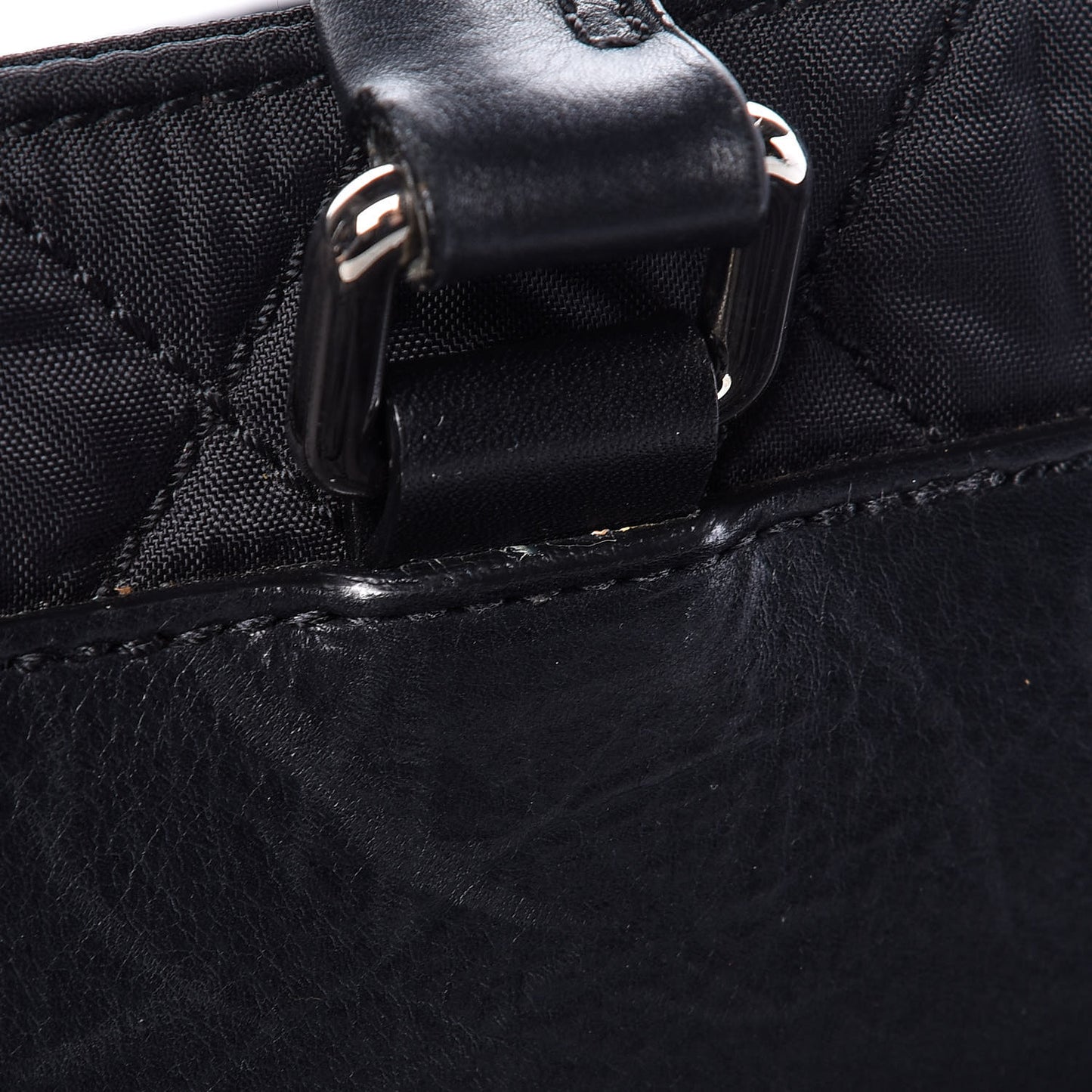 Nylon Quilted Calfskin Large CC Tote Bag Black