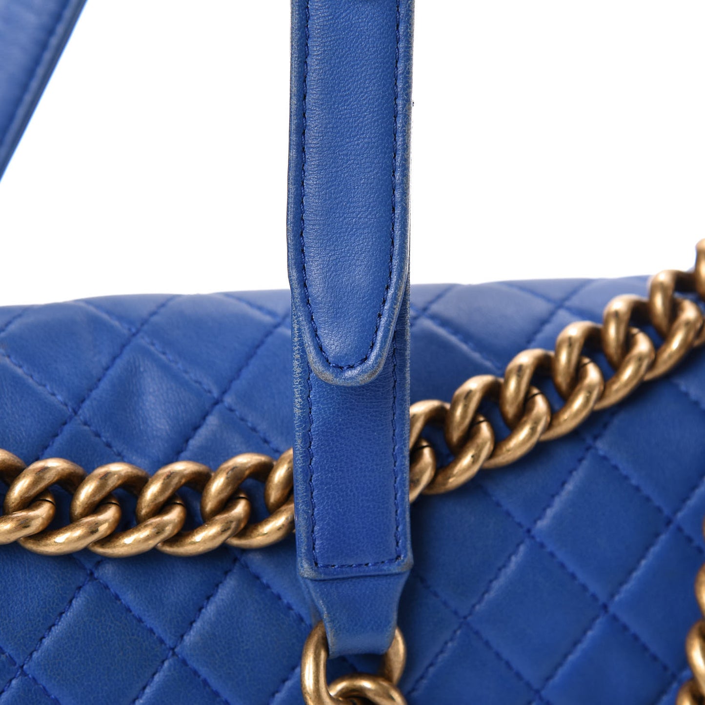 Lambskin Quilted Medium Boy Flap Blue