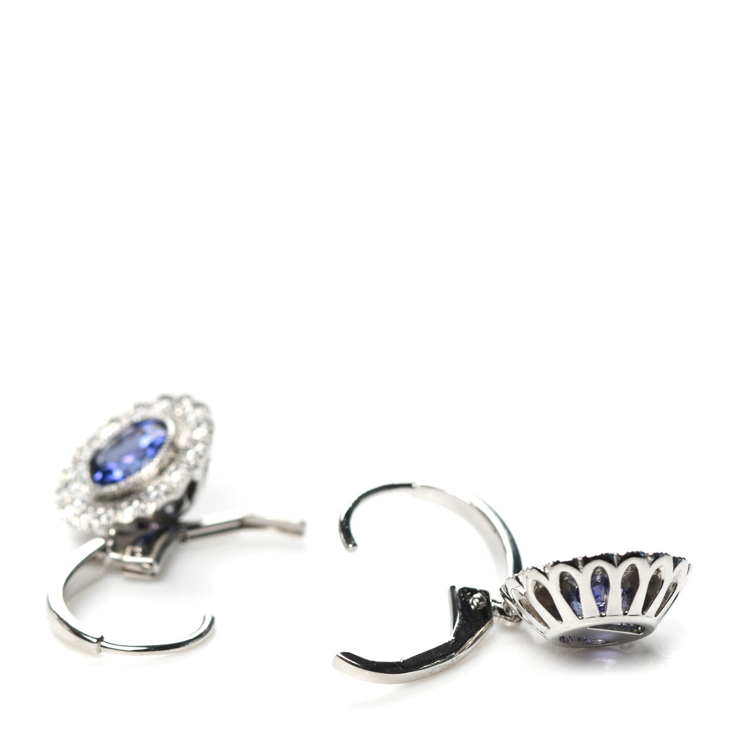 Tiffany Platinum Diamond Tanzanite Enchant Drop Earrings 3 of 5