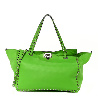 Valentino Garavani Vitello Medium Rockstud Tote Green Fluo 1 of 9