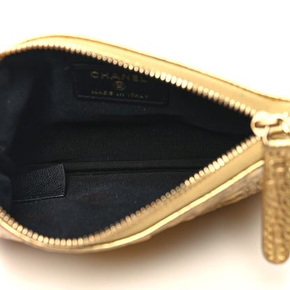 Chanel Metallic Calfskin Crocodile Embossed Cocodile Small Cosmetic Case Gold 5 of 9