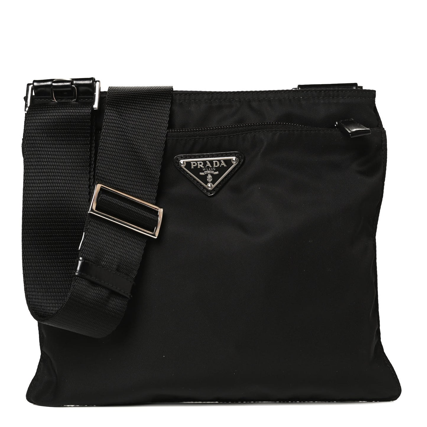 Nylon Vela Flat Messenger Bag Black