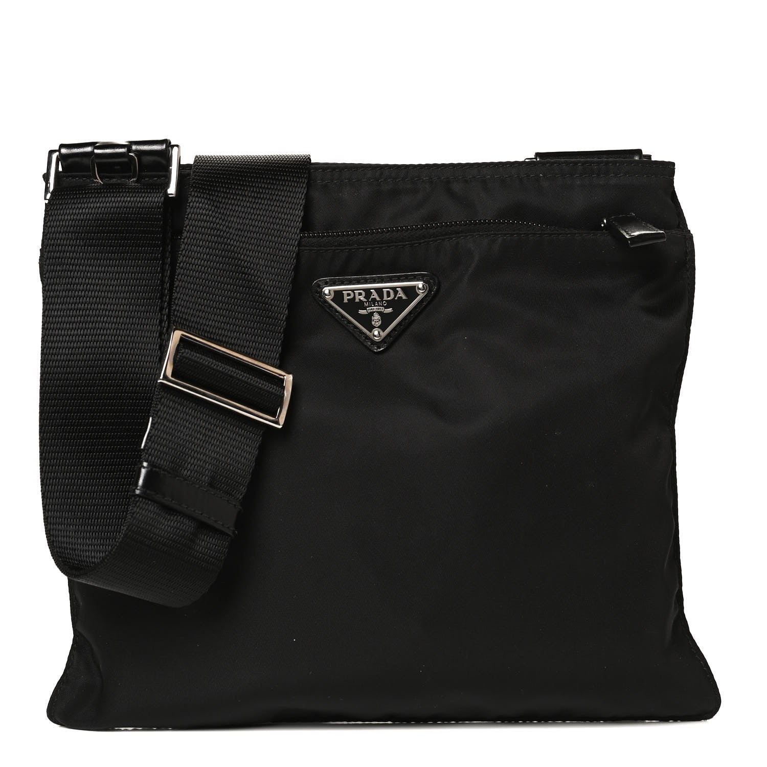 Prada Nylon Vela Flat Messenger Bag Black 1 of 10