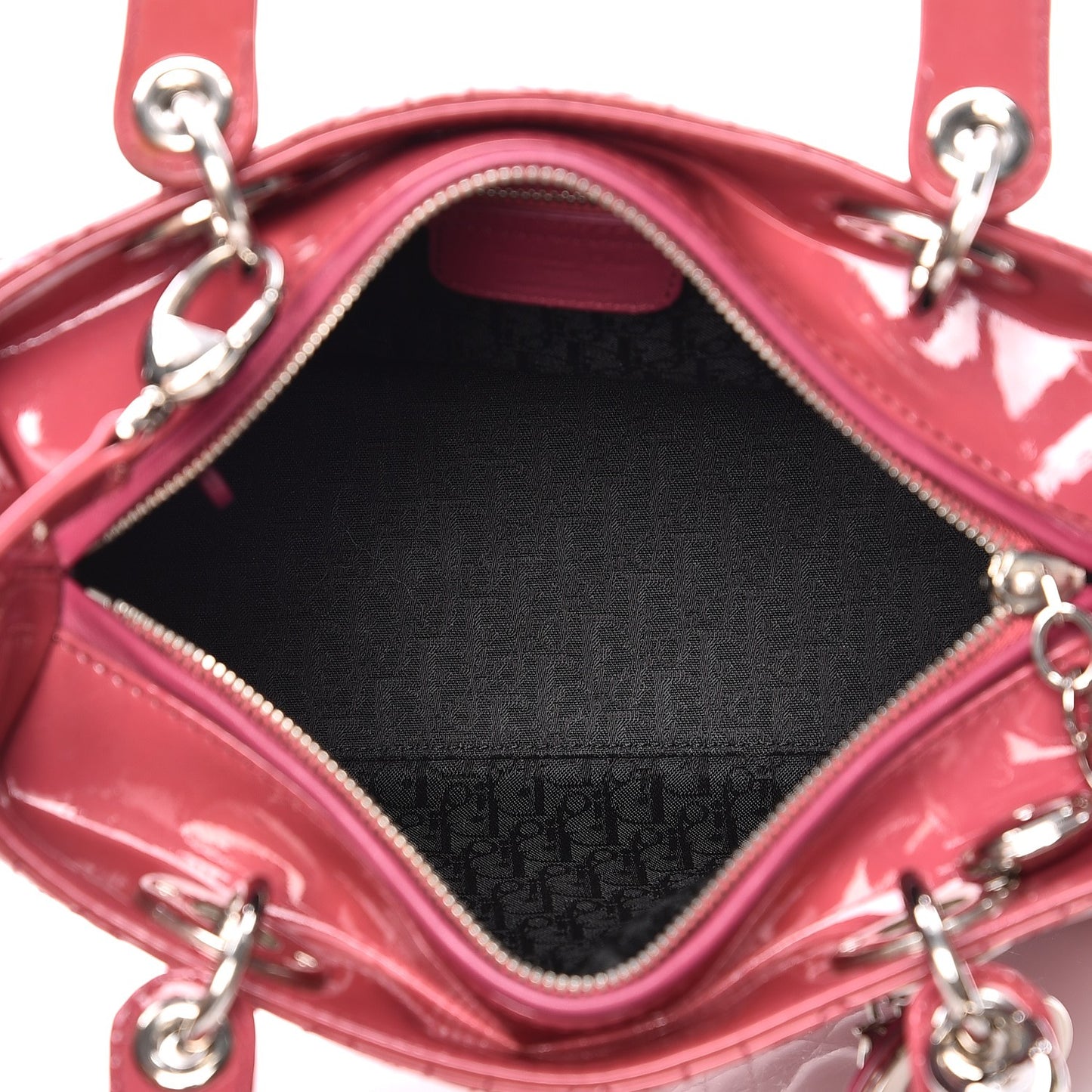 Patent Cannage Medium Lady Dior Dark Pink