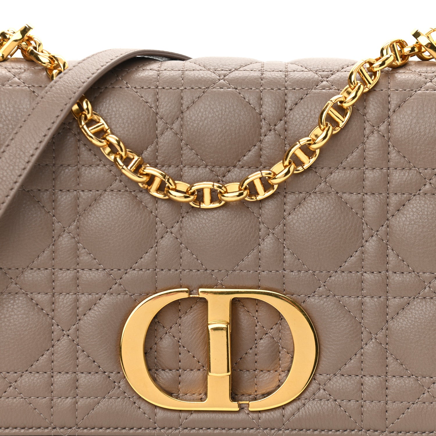 Christian Dior Calfskin Cannage Medium Caro Bag Taupe 8 of 13