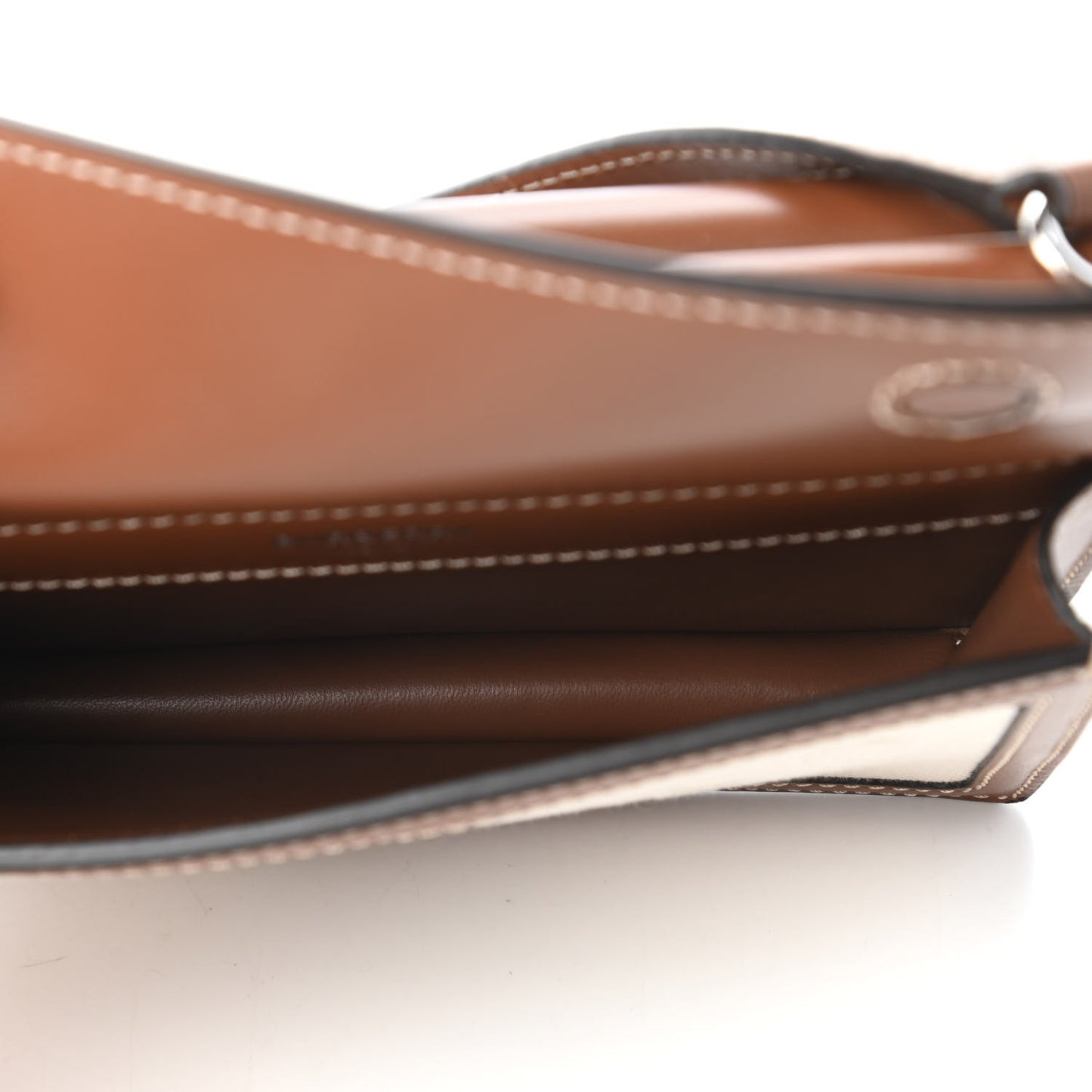 Smooth Calfskin Canvas Horseferry Print Mini Title Bag with Pocket Natural Malt Brown