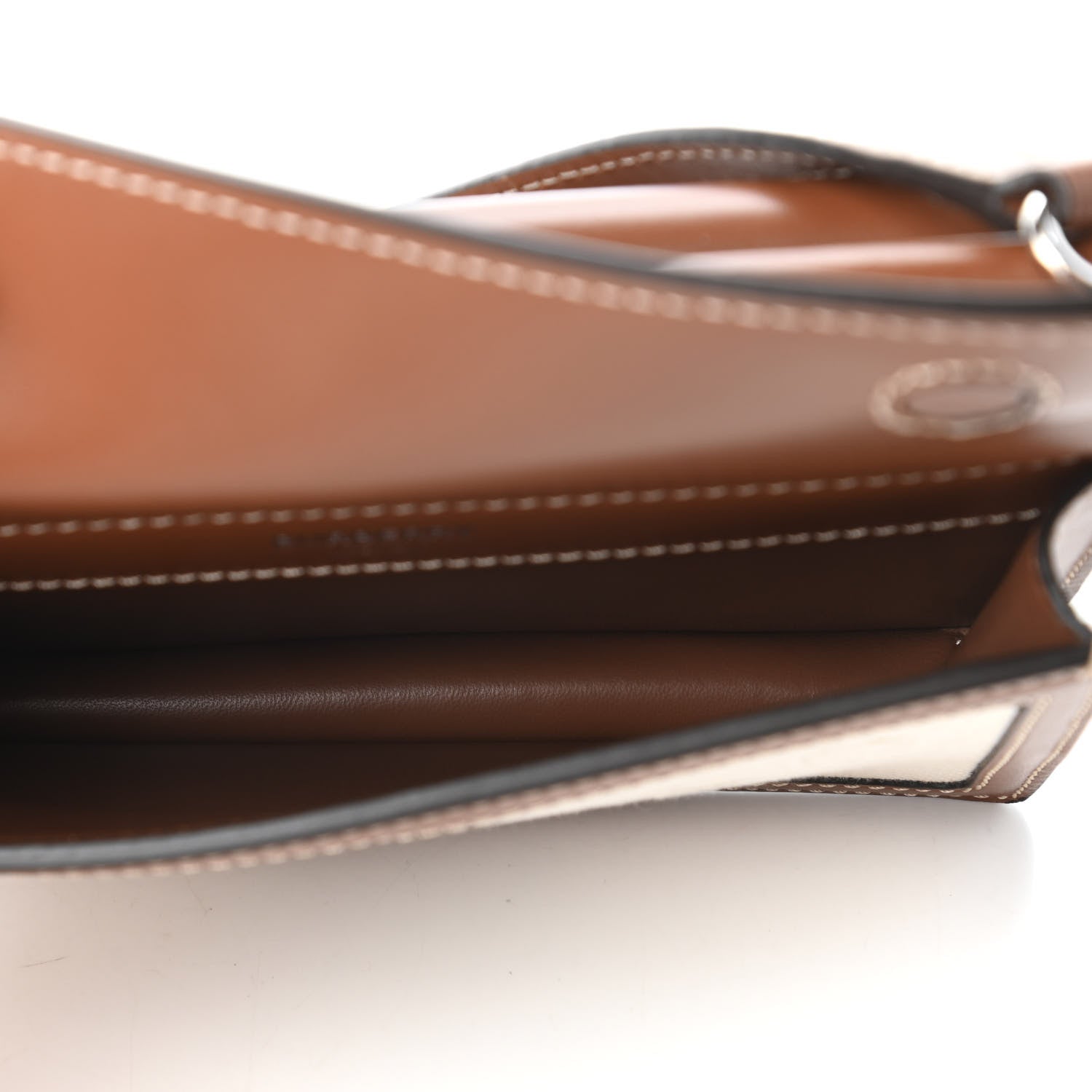 Burberry Smooth Calfskin Canvas Horseferry Print Mini Title Bag with Pocket Natural Malt Brown 5 of 10
