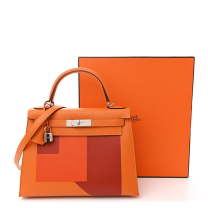 Hermes Epsom Chevre Mysore Kellygraphie Lettre R Kelly Sellier 28 Abricot Brique Feu 15 of 15