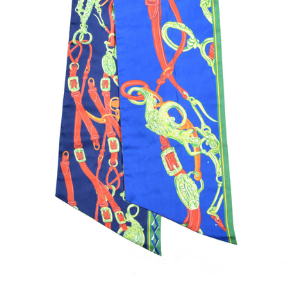 Hermes Silk Brides De Gala Maxi Twilly Bleu Electrique Vert Marine 2 of 3