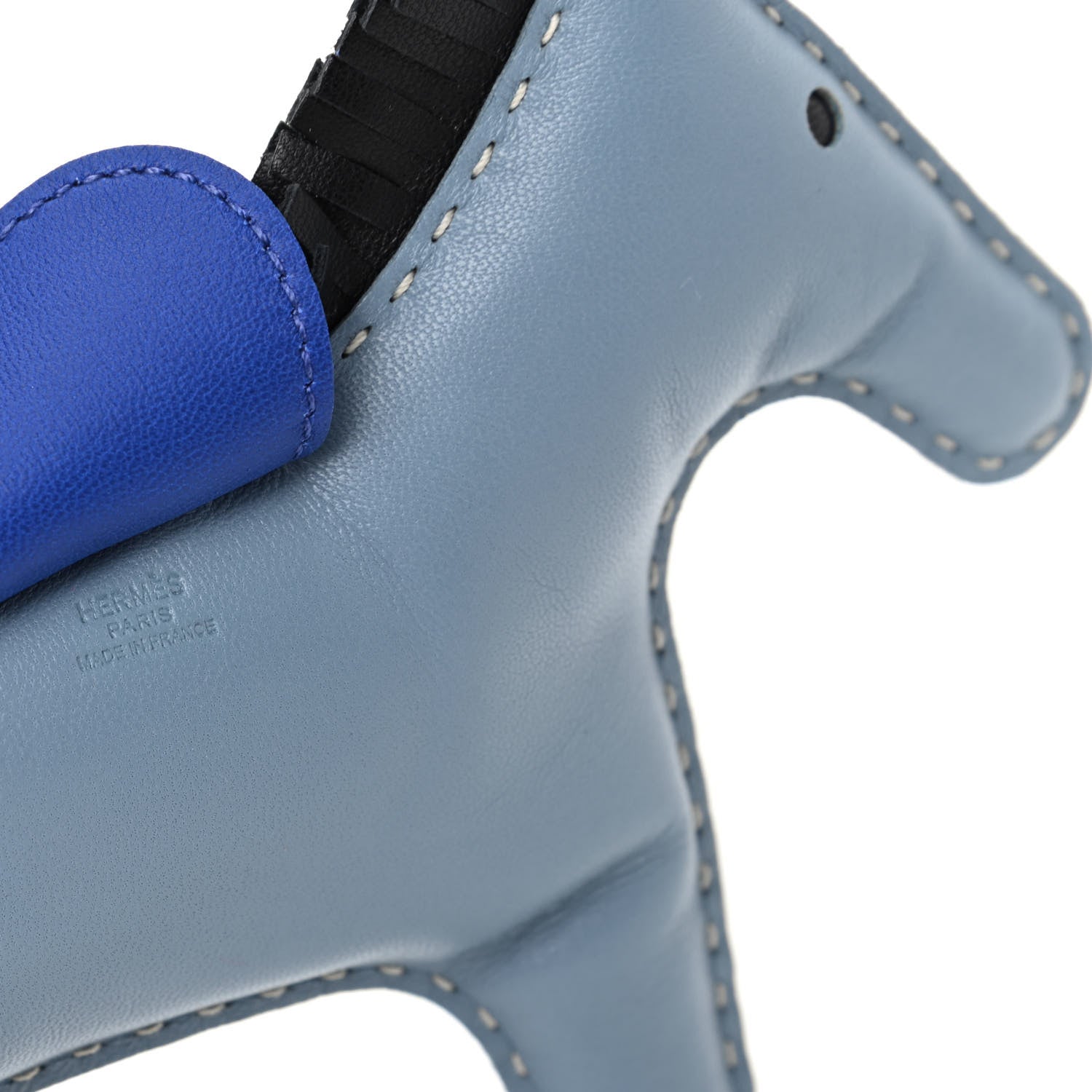 Hermes Milo Lambskin Grigri Rodeo Horse Bag Charm GM Bleu Lin Bleu Electrique Black 3 of 3