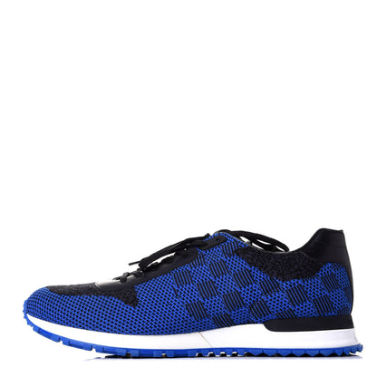 Louis Vuitton Calfskin Damier Mens Run Away Sneakers 10.5 Blue 1 of 10