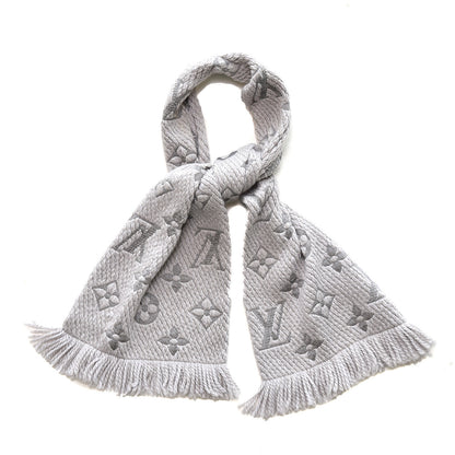 Louis Vuitton Wool Silk Logomania Scarf Pearl Grey 1 of 4