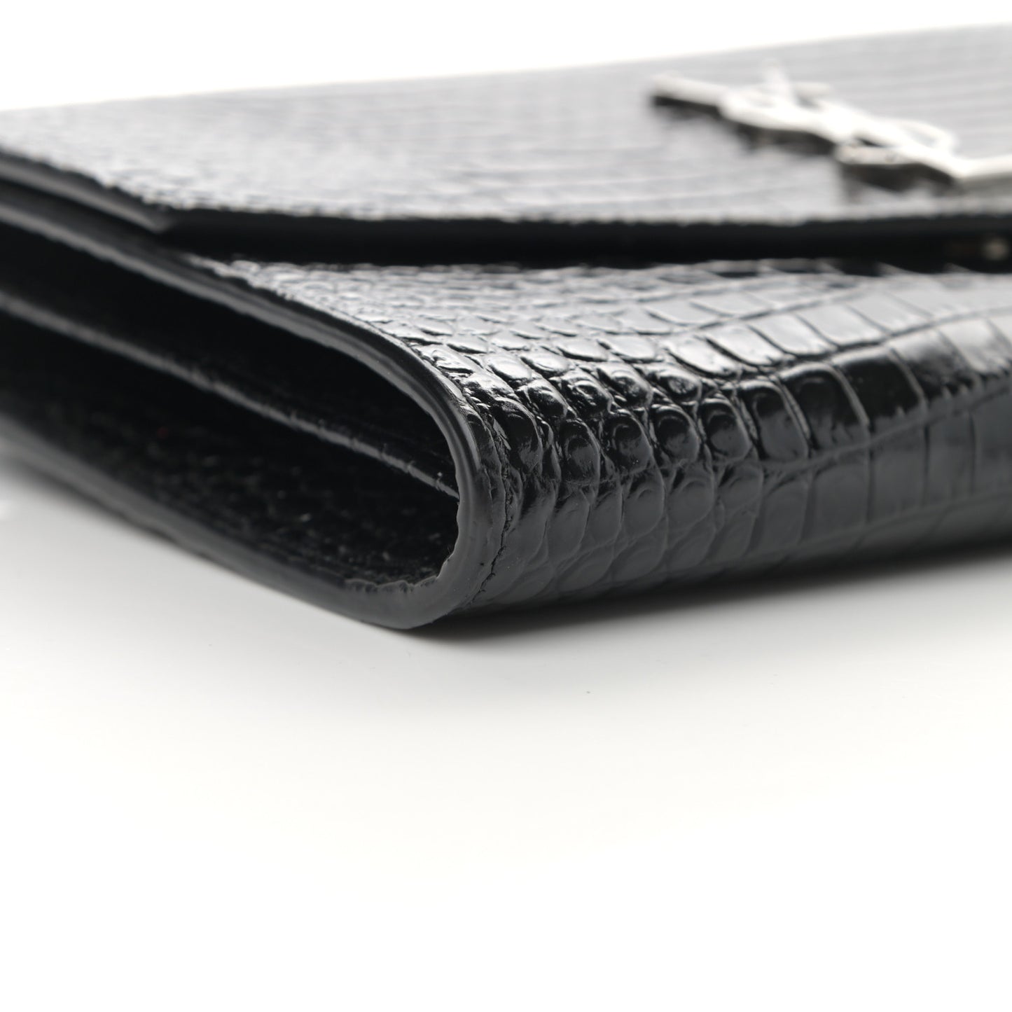 Calfskin Crocodile Embossed Monogram Mini Uptown Crossbody Black