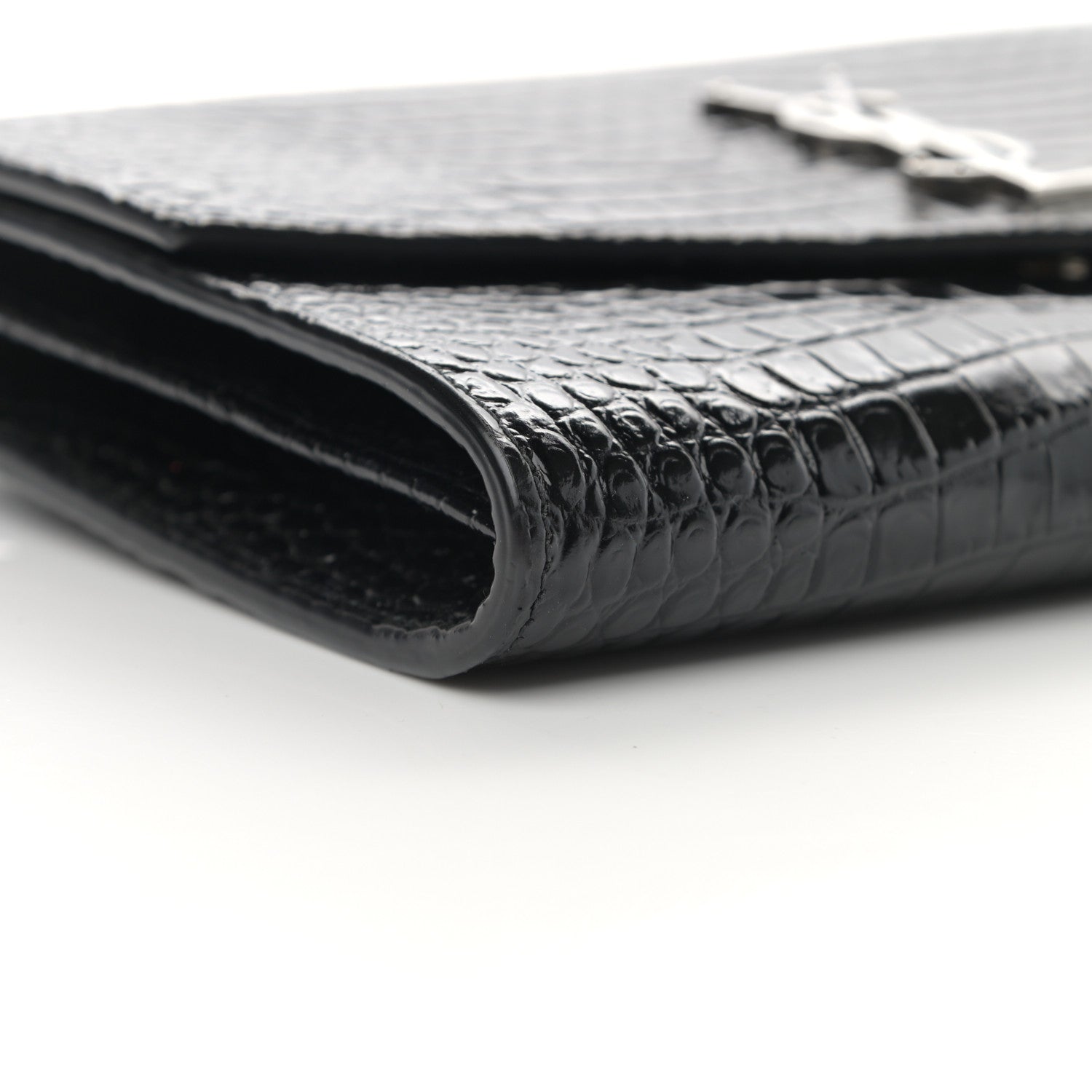 Saint Laurent Calfskin Crocodile Embossed Monogram Mini Uptown Crossbody Black 9 of 14