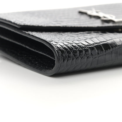 Saint Laurent Calfskin Crocodile Embossed Monogram Mini Uptown Crossbody Black 9 of 14