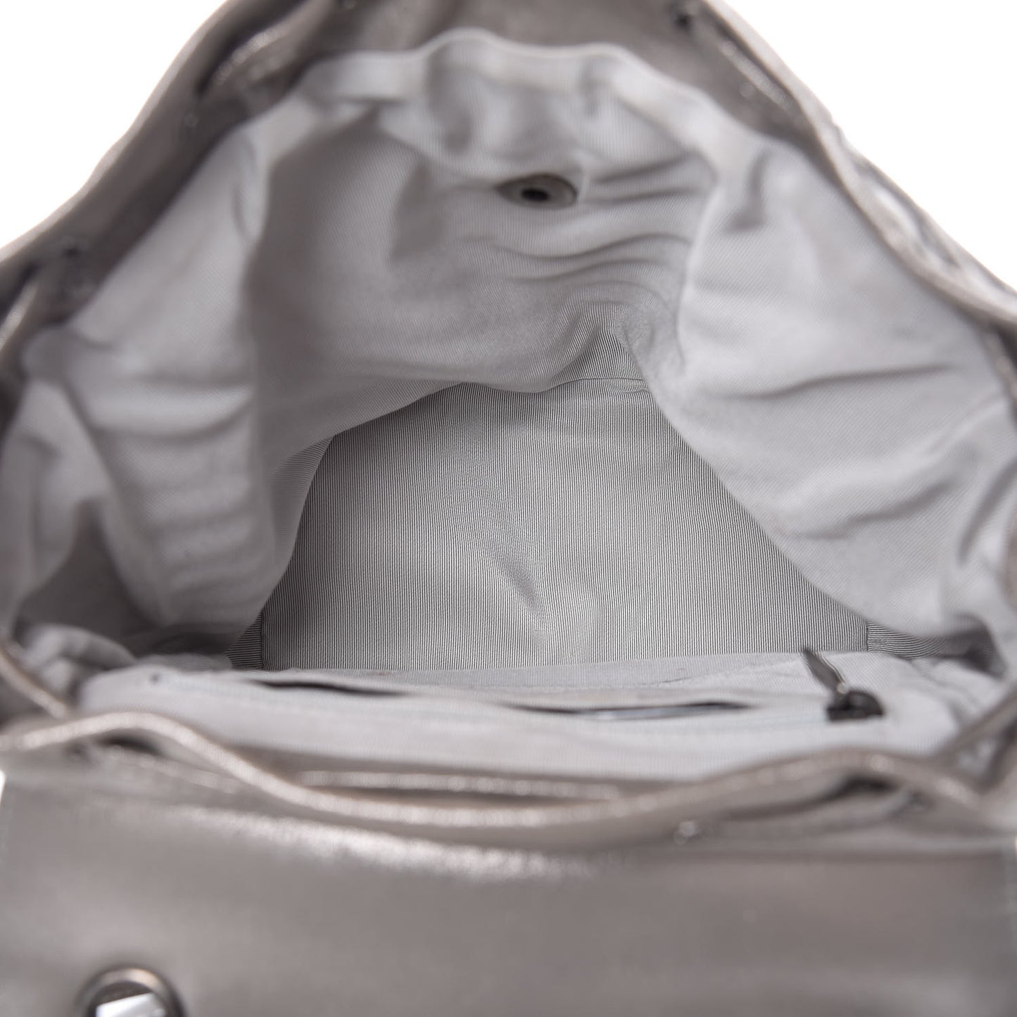 Metallic Calfskin Chevron Quilted Small Urban Spirit Backpack Silver