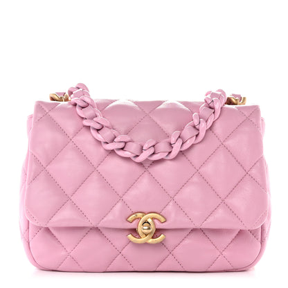 Chanel Lambskin Quilted Small Lacquered Chain Flap Pink 1 of 10