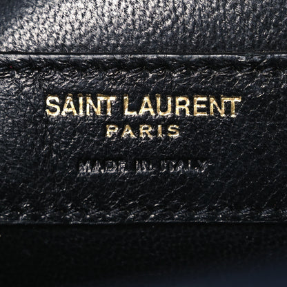 Saint Laurent Grain De Poudre Textured Mixed Matelasse Triquilt Medium Monogram Satchel Deep Marine 6 of 14