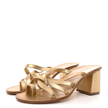 Chanel Laminated Lambskin CC Sandals 38 Gold 4 of 11