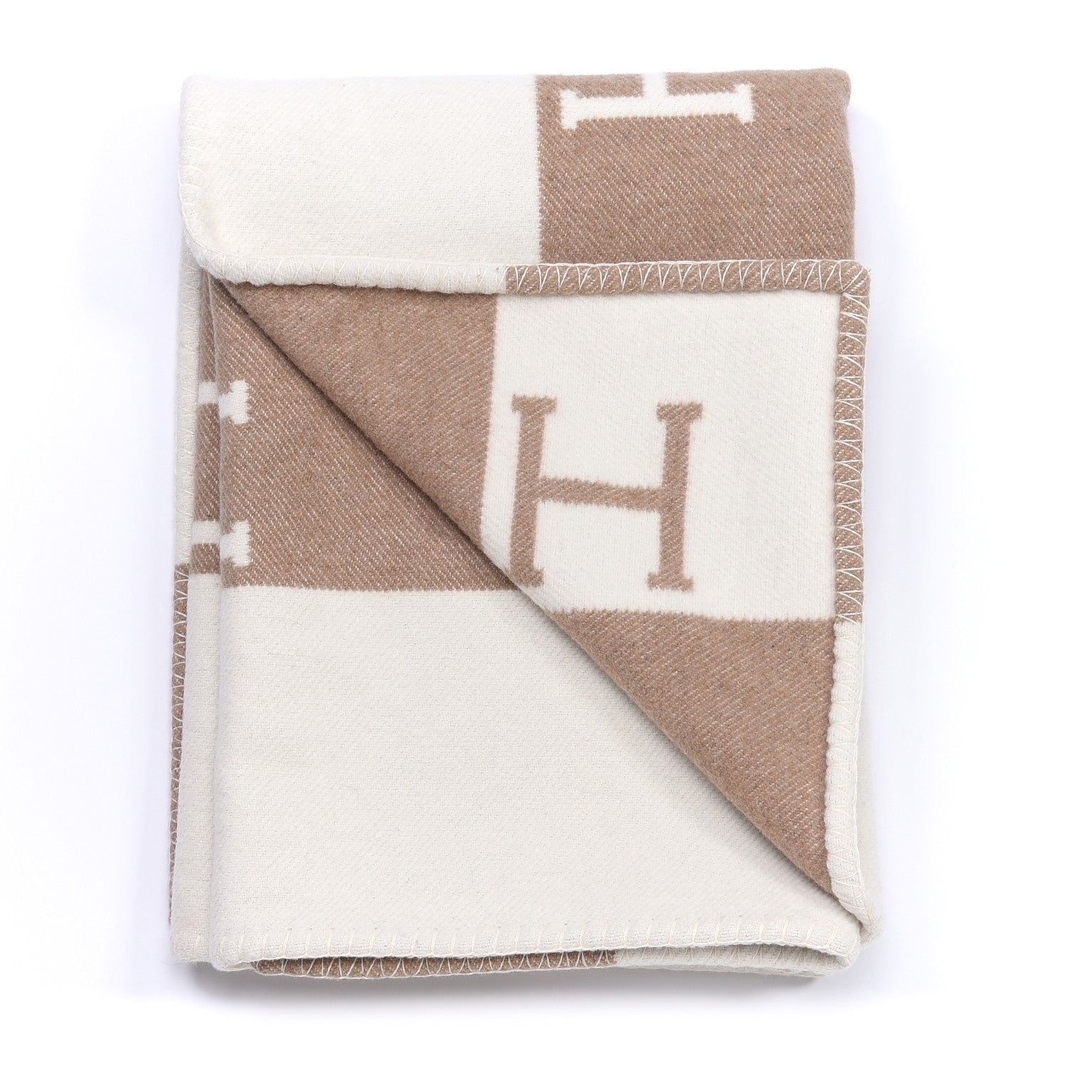 Hermes Wool Cashmere Avalon Baby Blanket Noisette Moyen White 4 of 6