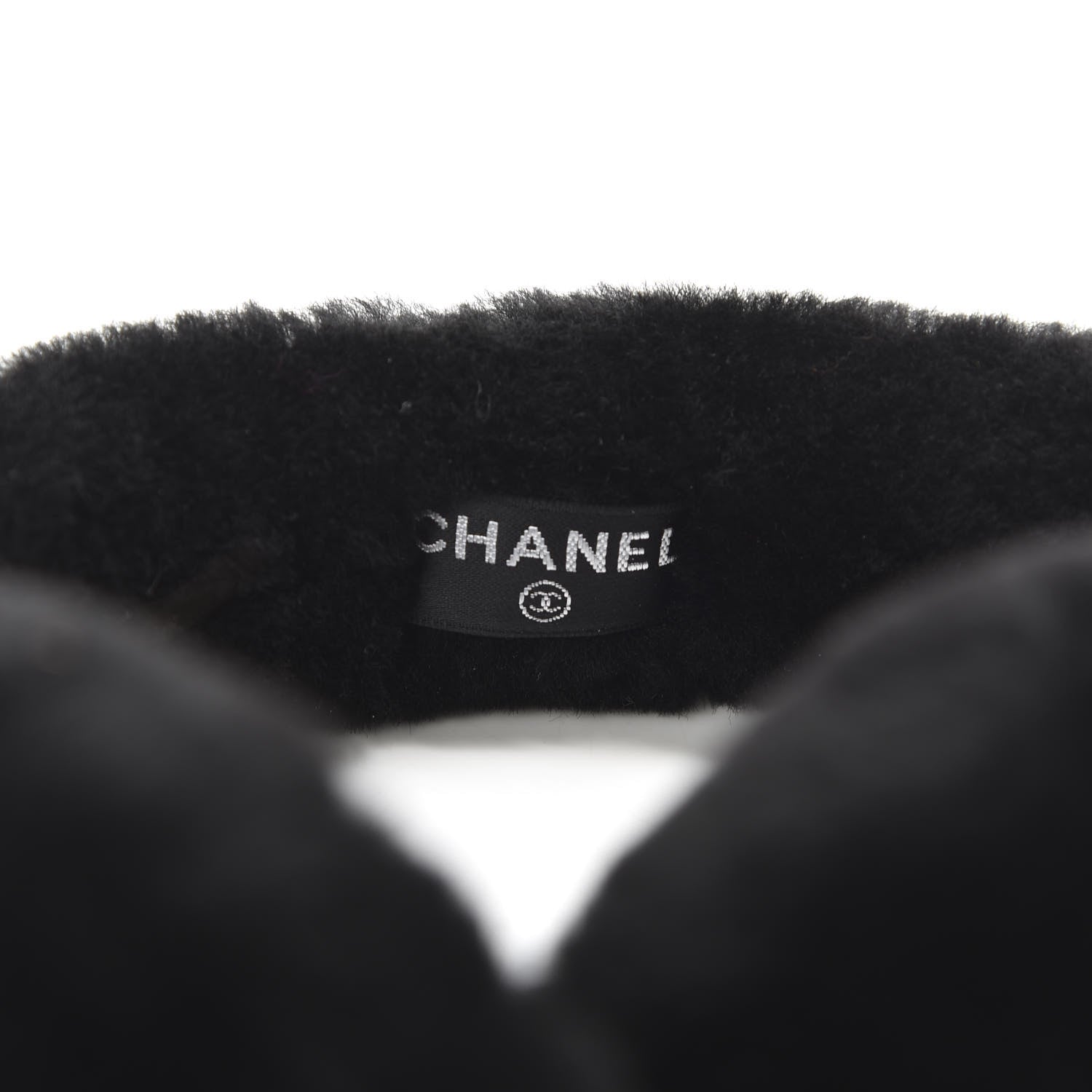 Chanel Shearling CC Ear Muffs Black White 5 of 6