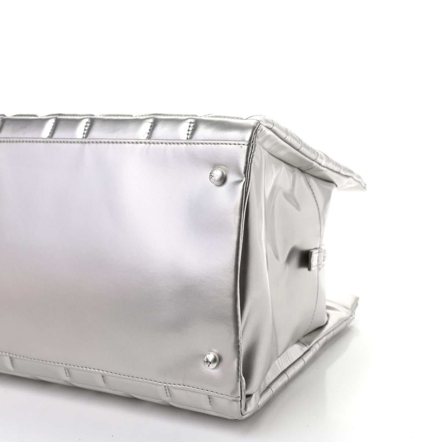 Vinyl Quilted Frozen Shopping Tote Silver