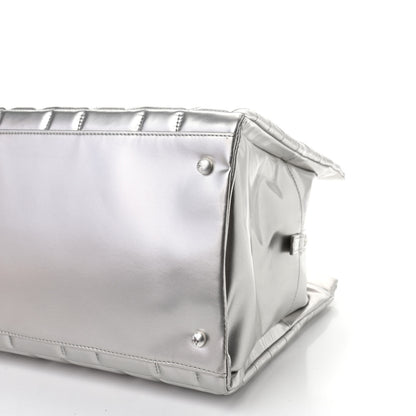 Chanel Vinyl Quilted Frozen Shopping Tote Silver 11 of 13