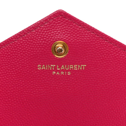 Saint Laurent Grain De Poudre Matelasse Chevron Monogram Chain Wallet Lipstick Fuchsia 6 of 10