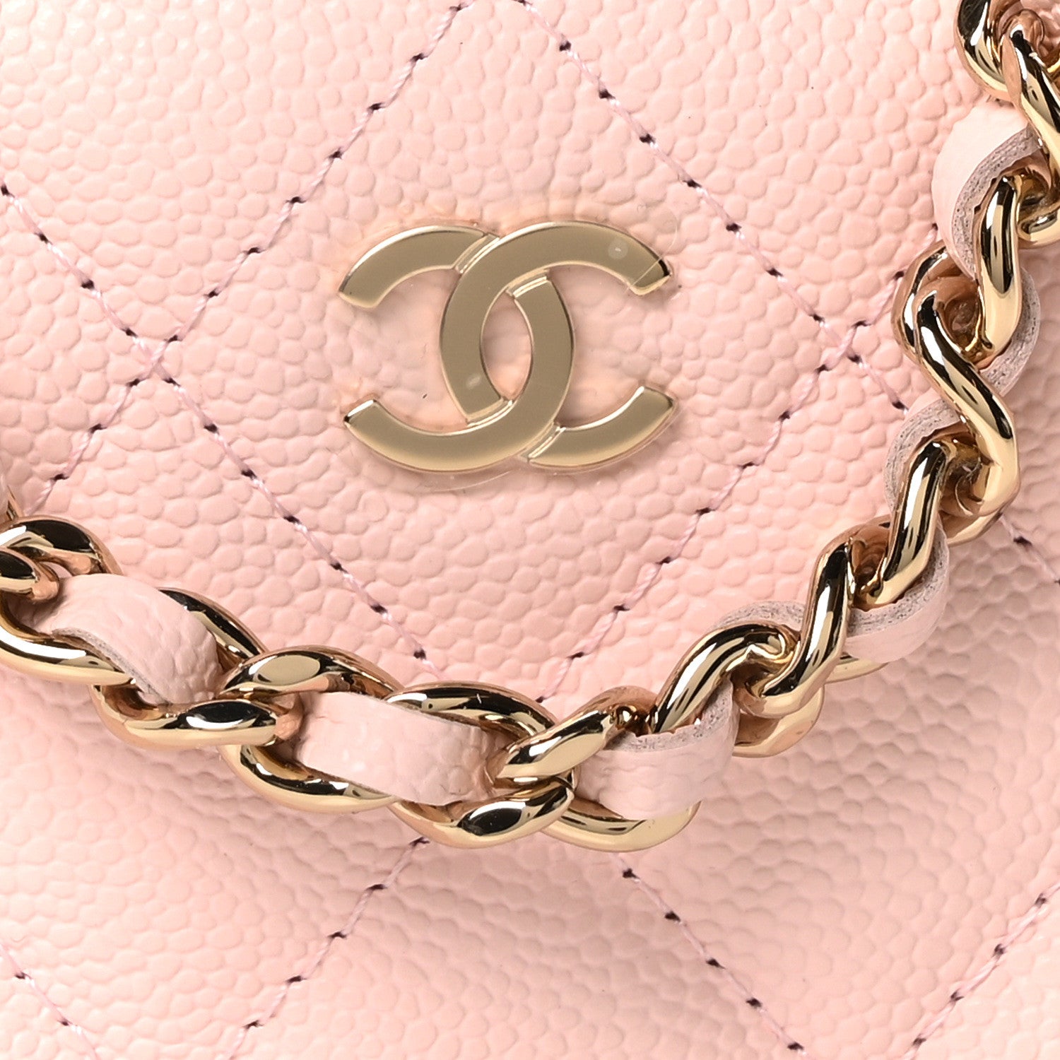 Chanel Caviar Quilted Top Handle Slim Vanity With Chain Light Pink 8 of 10