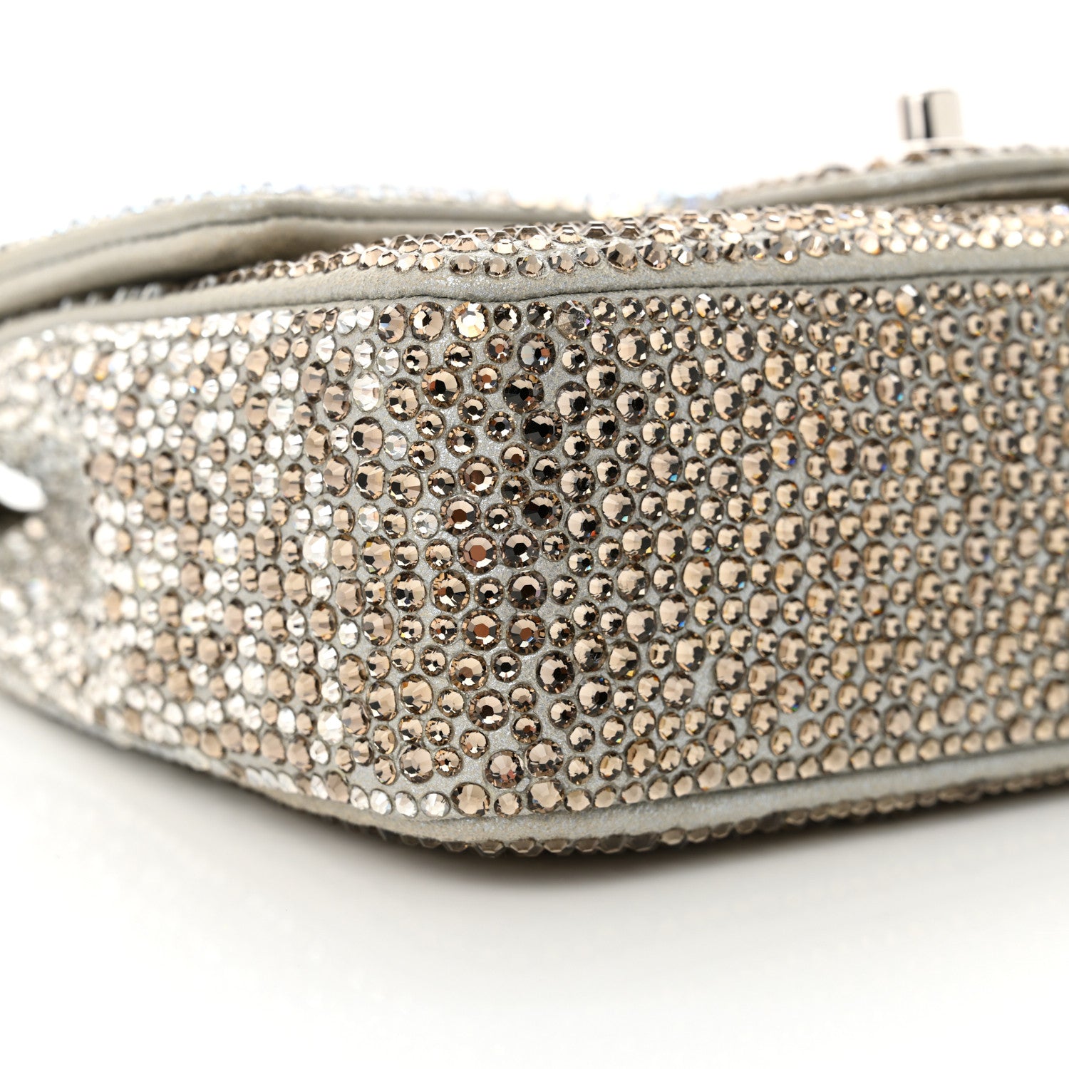 Chanel Suede Calfskin Crystal Mini Flap Grey 9 of 10