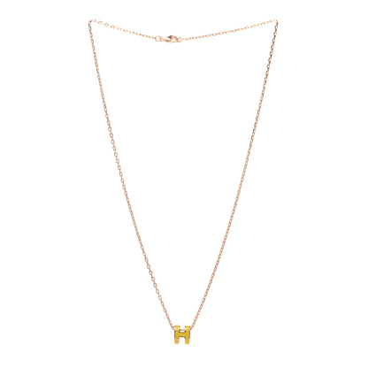 Hermes Lacquered Gold Mini Pop H Pendant Necklace Mimosa 3 of 7