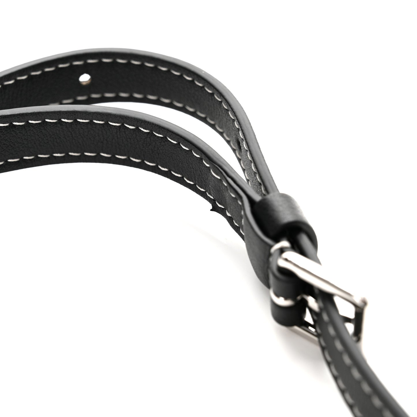 Grained Calfskin Canvas M Besace Bag Black White