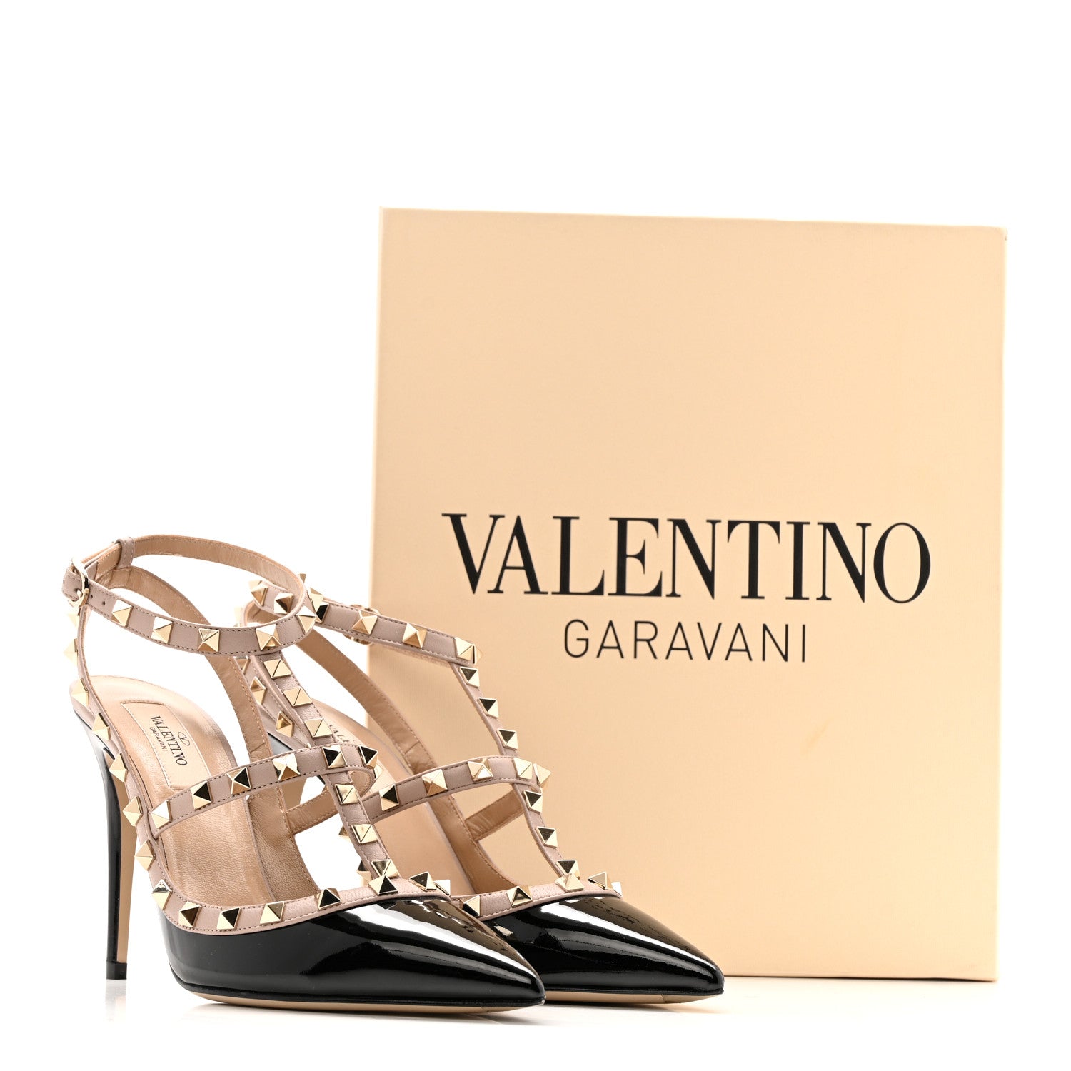 Valentino Garavani Patent Nappa Rockstud Ankle Strap 100mm Pumps 39 Black Poudre 26 of 26