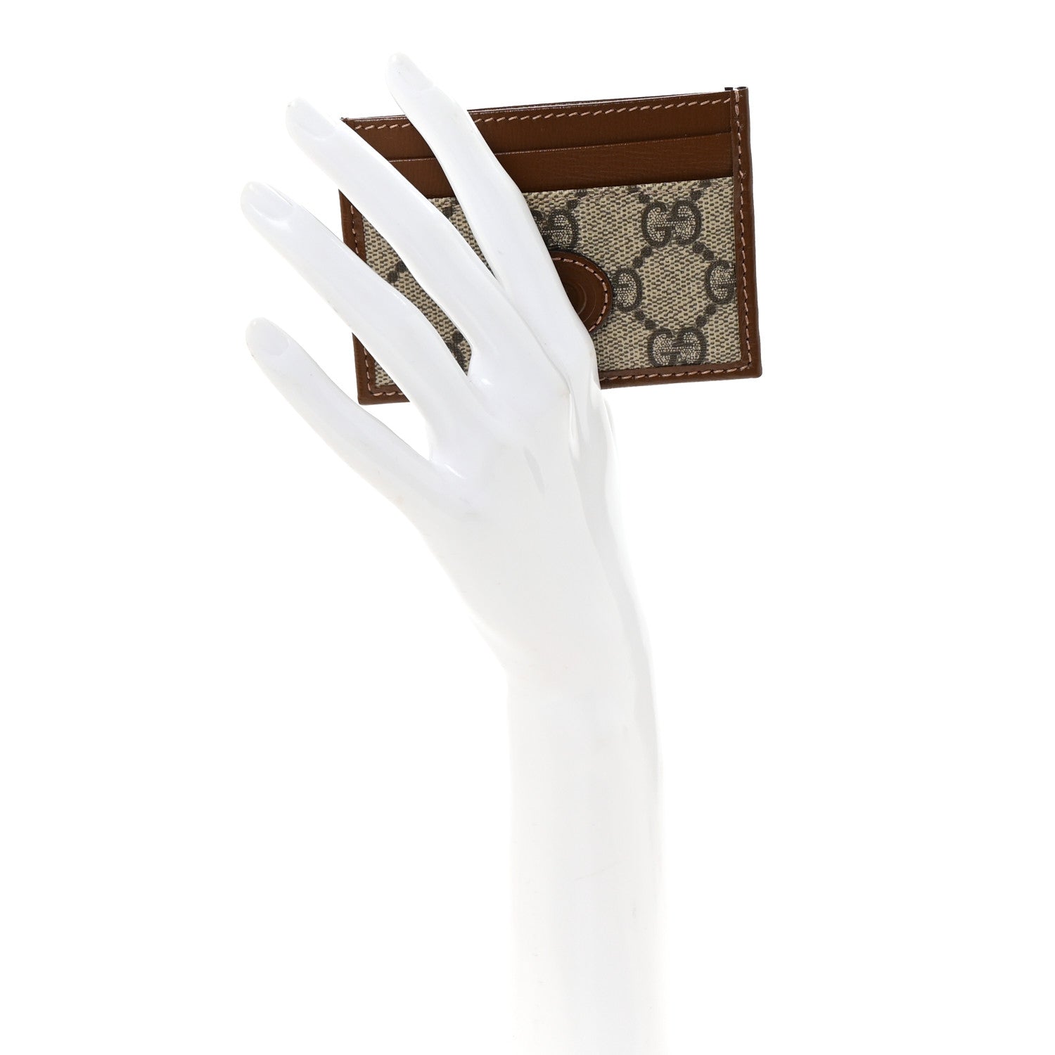 Gucci GG Supreme Monogram Azalea Calfskin Retro Interlocking G Card Holder Beige Ebony Brown Sugar 2 of 7