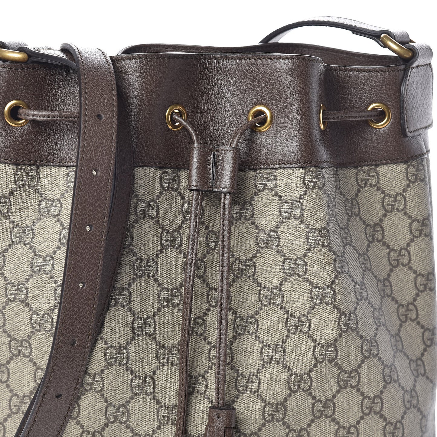 GG Supreme Monogram Web Ophidia Bucket Bag Brown