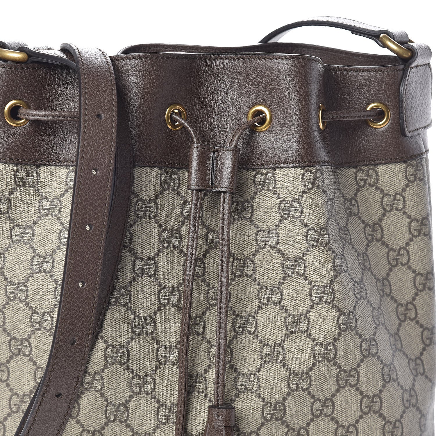 Gucci GG Supreme Monogram Web Ophidia Bucket Bag Brown 9 of 11