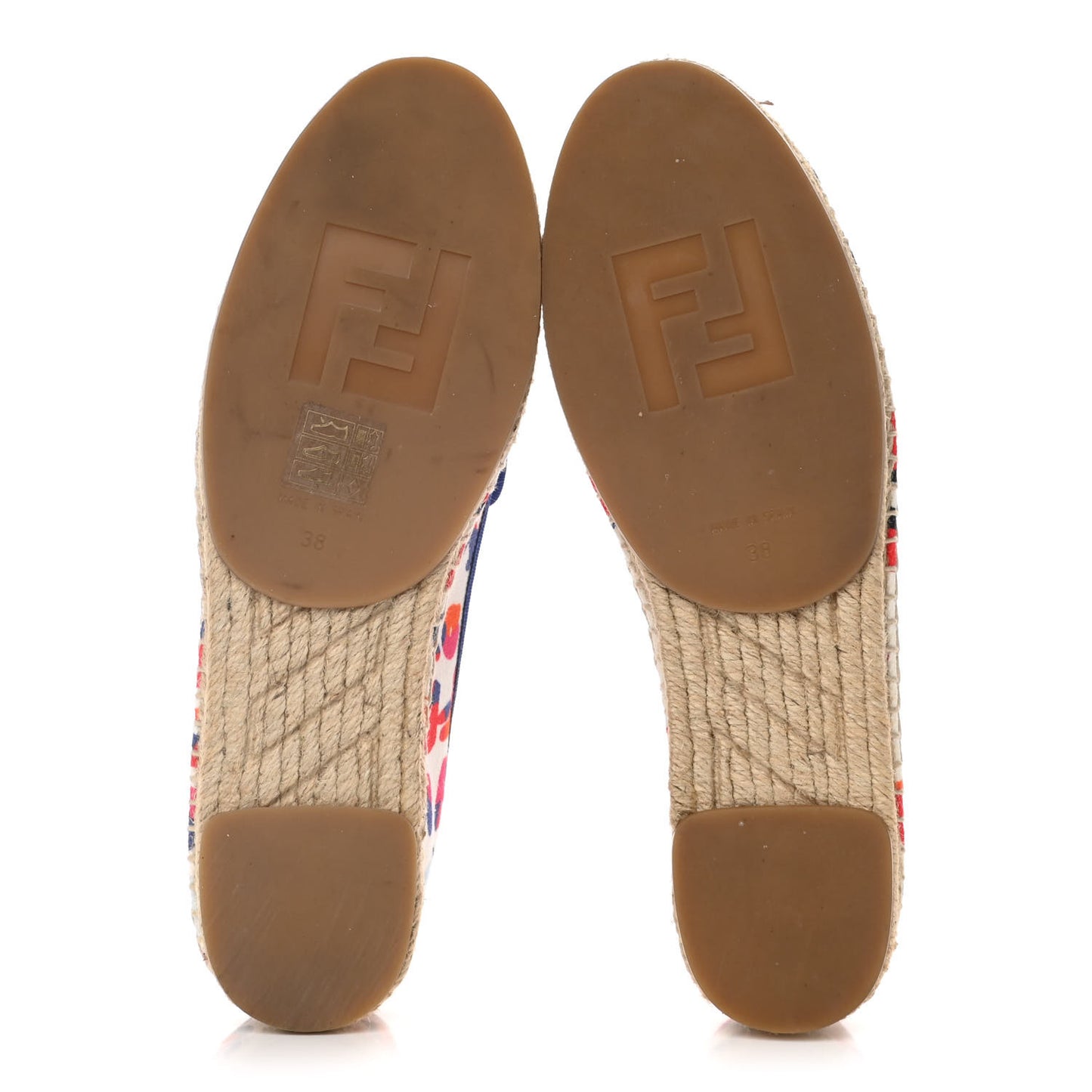 Canvas Fendi Roma Printed Espadrille 38 Blue Multicolor