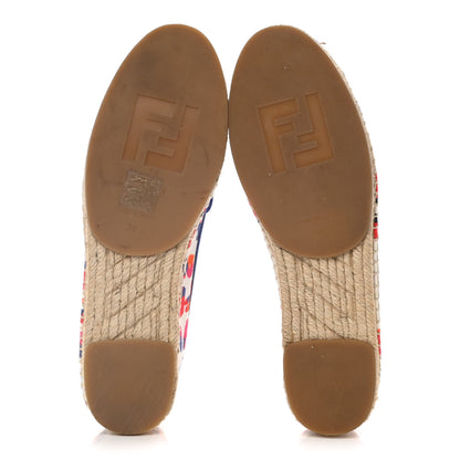 Fendi Canvas Fendi Roma Printed Espadrille 38 Blue Multicolor 6 of 10