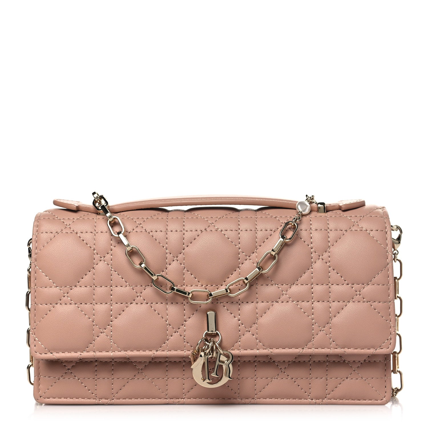 Christian Dior Lambskin Chain Lady My Dior Mini Chain Pouch Rose De Vents 1 of 9