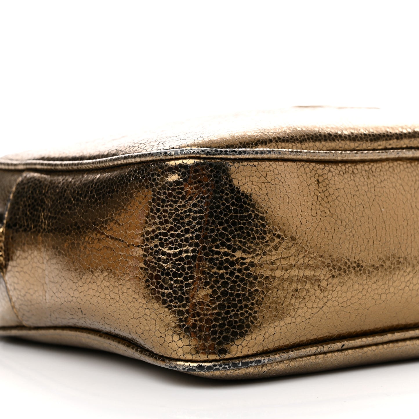 Calfskin Lame Monogram Small Lou Camera Bag Gold Olive