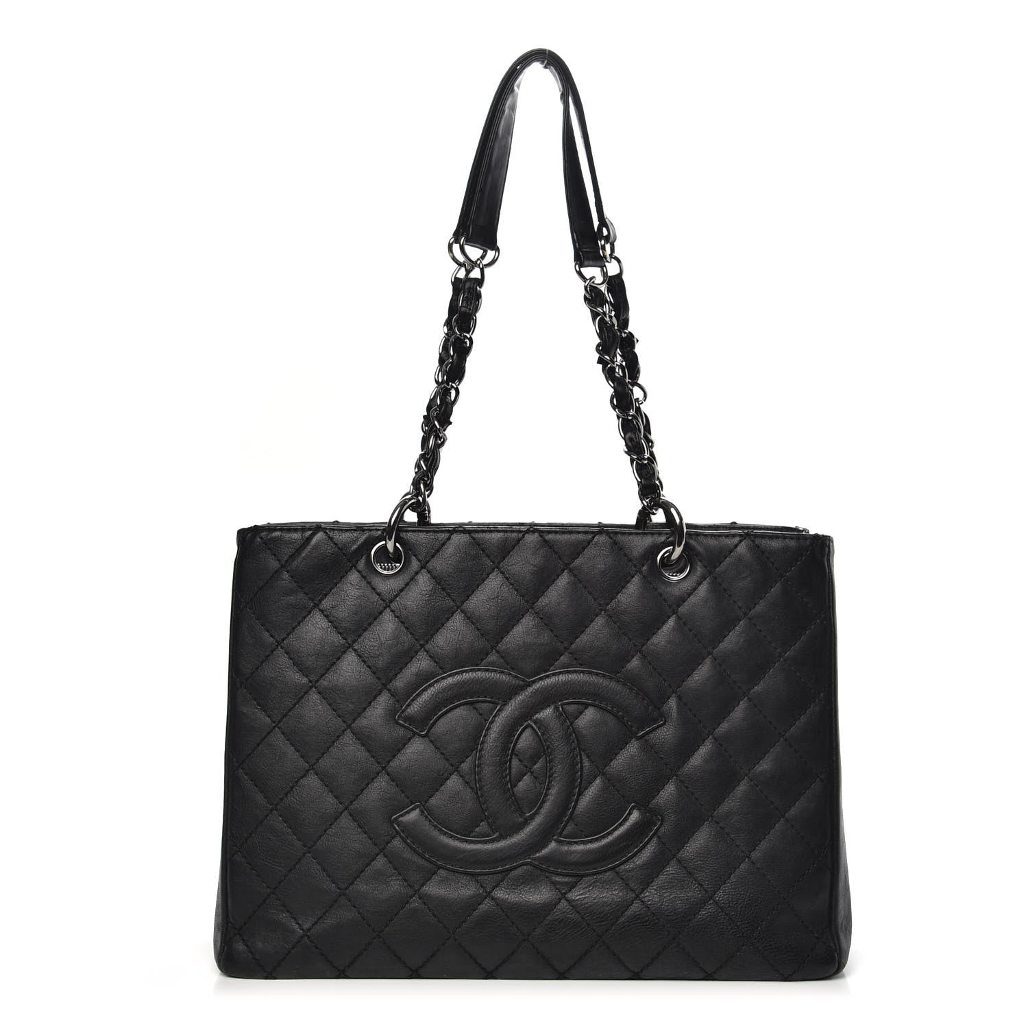 Chanel Calfskin Quilted Grand Shopping Tote GST Black 1 of 13