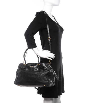Miu Miu Vitello Shine Bow Shopping Tote Black 3 of 10