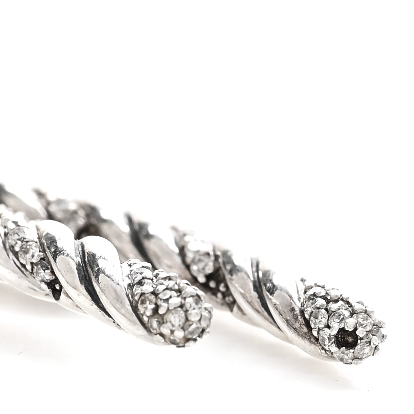 Sterling Silver Diamond 3-Row Open Willow Collar Necklace